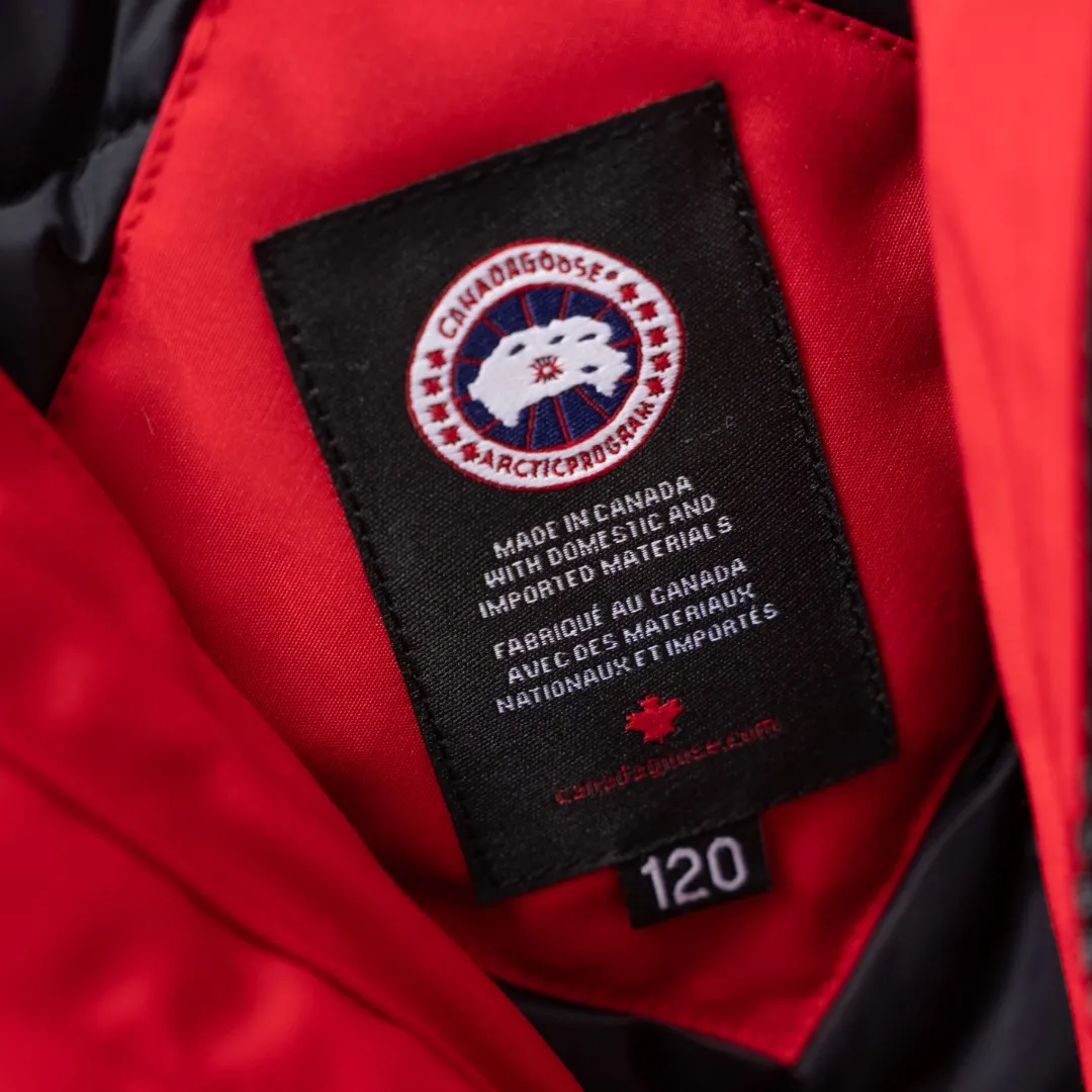 P660 CANADA GOOSE丨Canada Goose C08 children's clothing, children's hooded down jacket Color: Chinese Red Size: 110-160